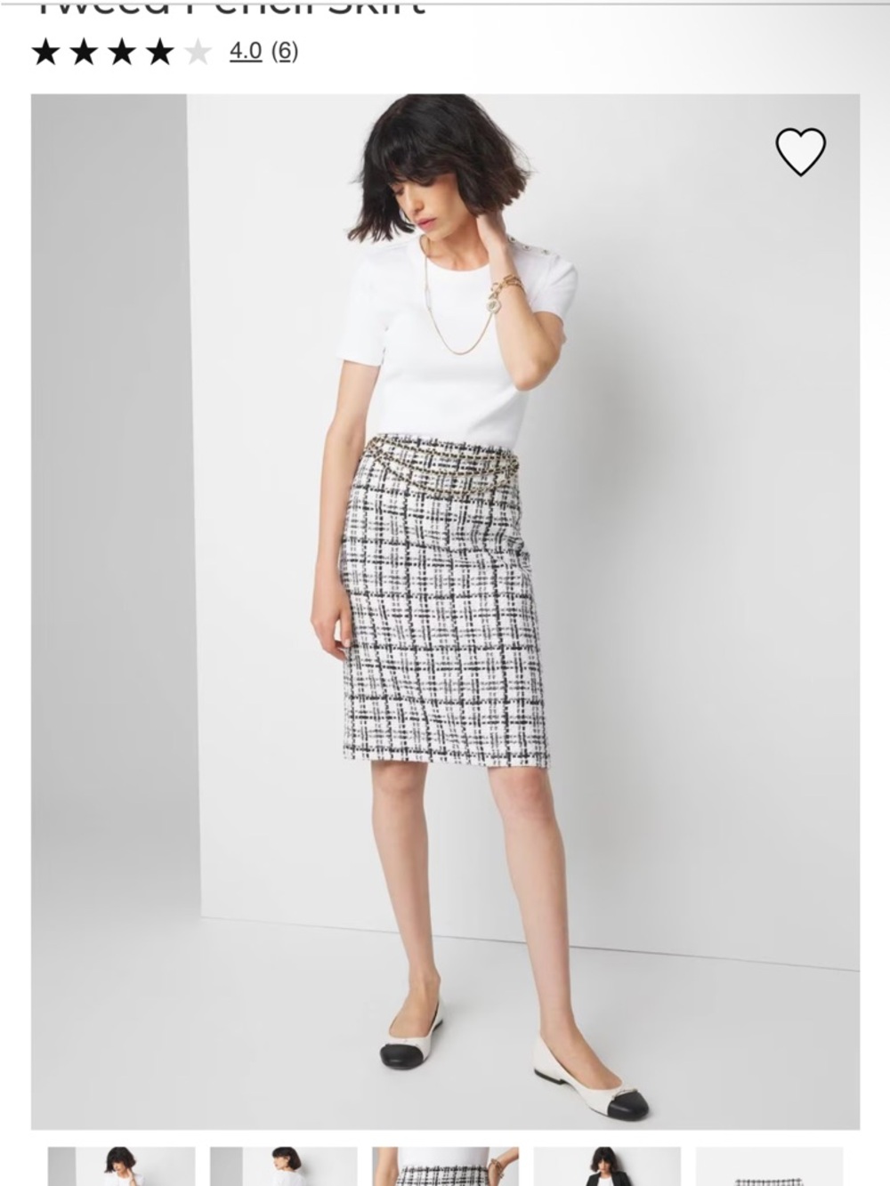 Ann Taylor Black and White Tweed Pencil Skirt